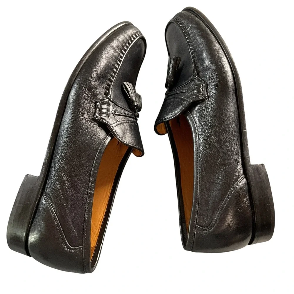 Sandro‎ Moscoloni Telly Jac Black Leather Slip On Tassel Loafers Men's Size 11 D